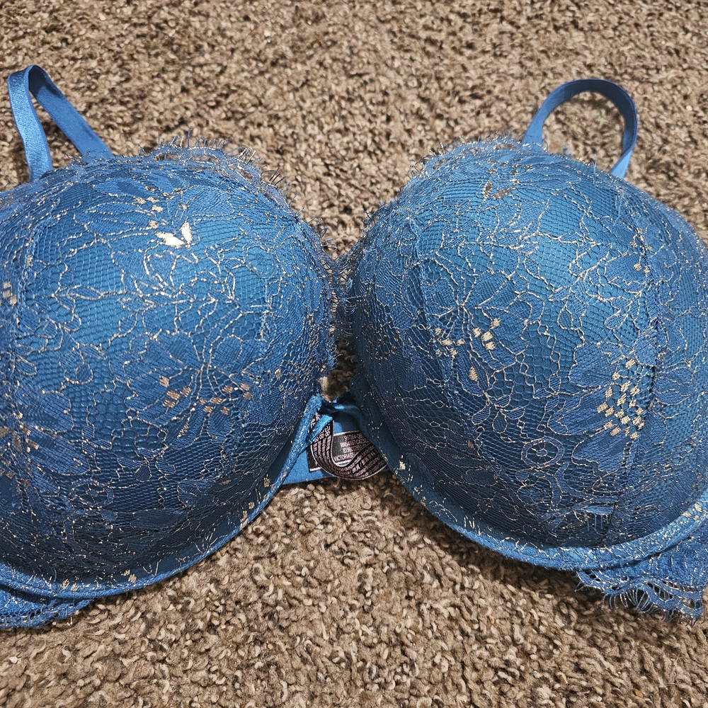 Elegant Blue Lace Bra